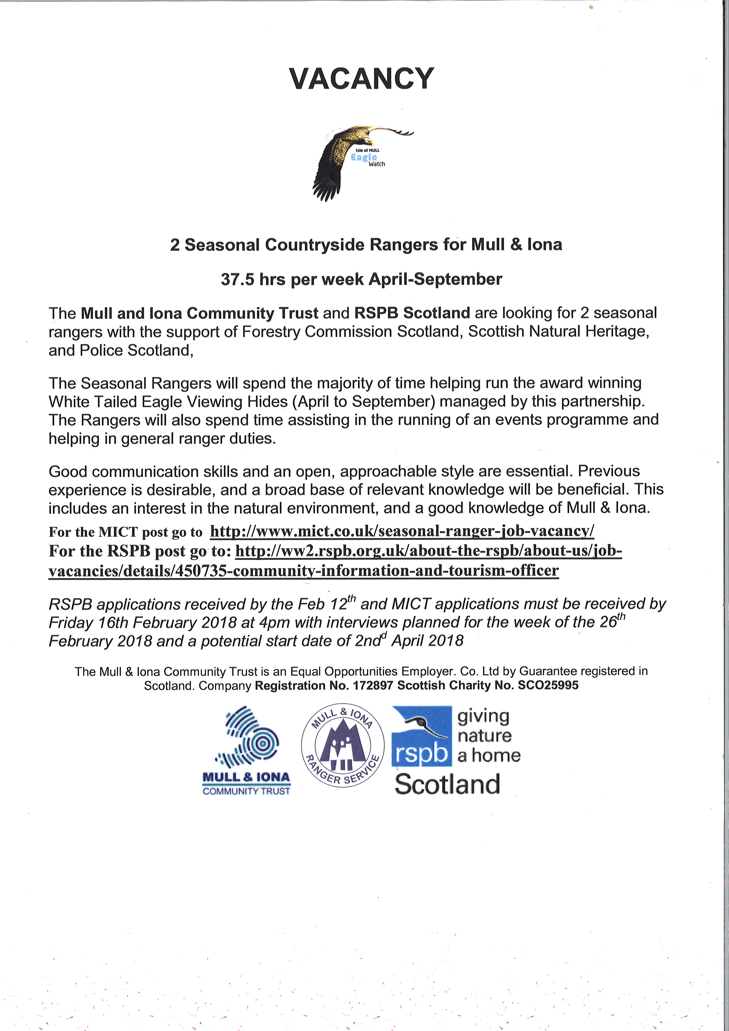 seasonal ranger ad 2018